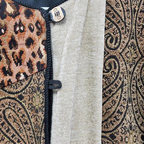 Vintage Indigo Moon XL FLAW Patchwork Mixed Print Button Front Jacket - Picture 4 of 4